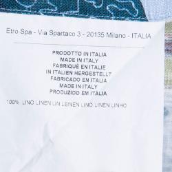 مملوكة مسبقًا قميص إيترو كتان مطبوع متعدد الألوان بأكمام طويلة وأزرار أمامية XL