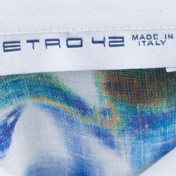 Pre Owned Etro Blue Floral Printed Long Sleeve Button Front Linen Shirt L