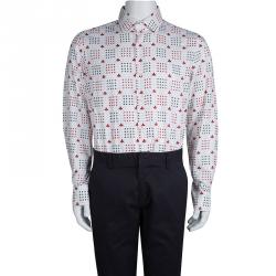 Pre Owned قميص إيترو طباعة ورق كوتشينا بأكمام طويلة أزرار أمامية L