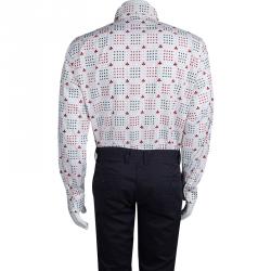 Pre Owned قميص إيترو طباعة ورق كوتشينا بأكمام طويلة أزرار أمامية L