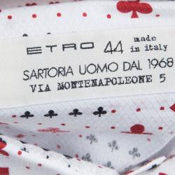 Pre Owned قميص إيترو طباعة ورق كوتشينا بأكمام طويلة أزرار أمامية L