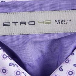 مملوكة مسبقًا قميص إيترو بنفسجي مطبوع بأكمام طويلة أزرار أمامية L