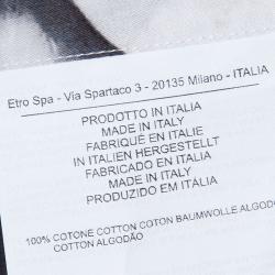 Pre Owned Etro Monochrome Fish Plate Print  Long Sleeve Button Front Cotton Shirt L