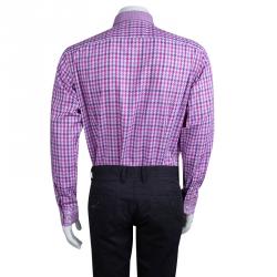 Pre Owned Etro Two Tone Geometric Weave Long Sleeve Button Front Cotton Shirt L