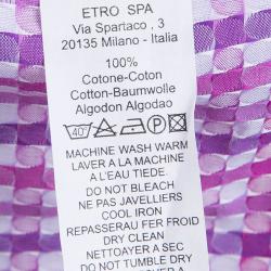 Pre Owned Etro Two Tone Geometric Weave Long Sleeve Button Front Cotton Shirt L