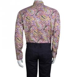 مملوكة مسبقًا Etro Multicolor Paisley Print Long Sleeve Button Front Cotton Shirt L