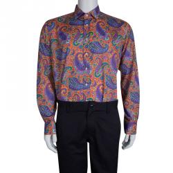 Pre Owned قميص إيترو مطبوع متعدد الألوان بأكمام طويلة أزرار أمامية L