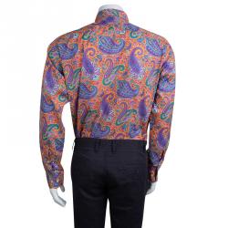 Pre Owned قميص إيترو مطبوع متعدد الألوان بأكمام طويلة أزرار أمامية L