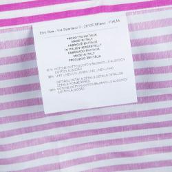 Pre Owned Etro Pink Striped Contrast Collar Detail Long Sleeve Button Down Shirt L 