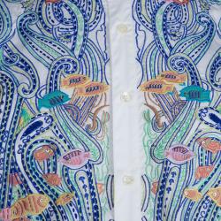 Pre Owned Etro White Embroidered Panel Long Sleeve Button Down Cotton Shirt L