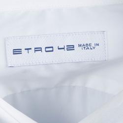 Pre Owned Etro White Embroidered Panel Long Sleeve Button Down Cotton Shirt L