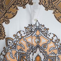 مملوكة مسبقًا Etro Brown and White Printed Long Sleeve Buttondown Cotton Shirt XL