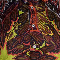 Pre Owned قميص إيترو كم طويل أزرار أمامية نقوش متعددة الألوان XL