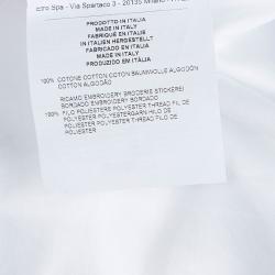 Pre Owned قميص إيترو أزرار أمامية تطريز بنقوش أصداف وياقة بلون مغاير قطن أبيض L