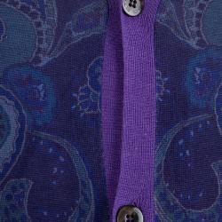 Etro Purple Paisley Printed Button Front Cardigan XL