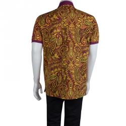 Pre Owned Etro Multicolor Paisley Printed Polo T-Shirt 3XL