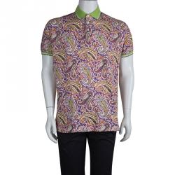 Pre Owned Etro Multicolor Paisley Printed Polo T-Shirt 2XL
