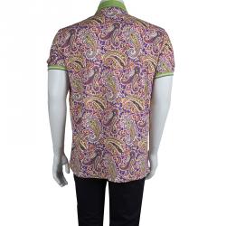 Pre Owned Etro Multicolor Paisley Printed Polo T-Shirt 2XL