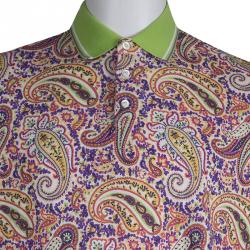 Pre Owned Etro Multicolor Paisley Printed Polo T-Shirt 2XL