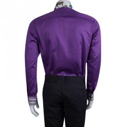 Pre Owned Etro Purple Pleat Detail Long Sleeve Button Front Cotton Shirt M