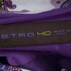 Pre Owned Etro Purple Pleat Detail Long Sleeve Button Front Cotton Shirt M