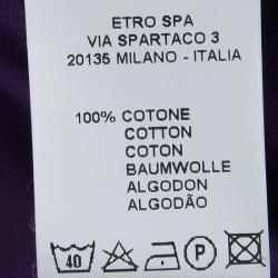 Pre Owned Etro Purple Pleat Detail Long Sleeve Button Front Cotton Shirt M
