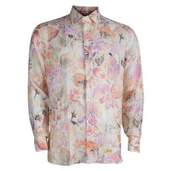 Pre Owned قميص إيترو كتان مورد بأكمام طويلة وأزرار أمامية مورد متعدد الألوان L