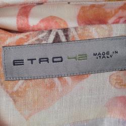 Pre Owned قميص إيترو كتان مورد بأكمام طويلة وأزرار أمامية مورد متعدد الألوان L