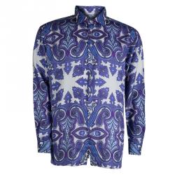 مملوكة مسبقًا Etro Purple Paisley Printed Cotton Long Sleeve Button Front Shirt L