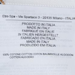 Pre Owned قميص إيترو  بأزرار أمامية وأكمام طويلة قطن نقش أبيض وبني XXL