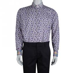 Pre Owned Etro Paisley Printed Long Sleeve Buttondown Cotton Shirt XL