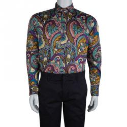 Etro Multicolor Paisley Printed Cotton Long Sleeve Button Front Shirt L