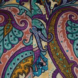 مملوكة مسبقًا قميص ايترو بأزرار أمامية وأكمام طويلة قطن نقوش بايزلي متعدد الألوان L