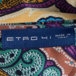 مملوكة مسبقًا قميص ايترو بأزرار أمامية وأكمام طويلة قطن نقوش بايزلي متعدد الألوان L