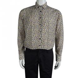 Pre Owned Etro Blue Printed Cotton Long Sleeve Button Front Shirt L