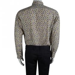 Pre Owned Etro Blue Printed Cotton Long Sleeve Button Front Shirt L