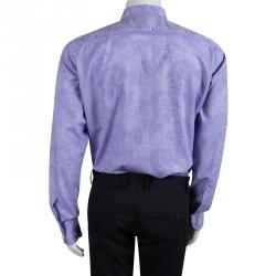 Pre Owned Etro Purple Cotton Paisley Motif Long Sleeve Button Front Shirt XL