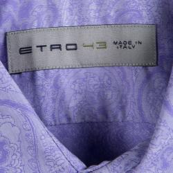 Pre Owned Etro Purple Cotton Paisley Motif Long Sleeve Button Front Shirt XL