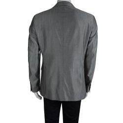 Pre Owned Etro Monochrome Patterned Notched Collar Blazer L