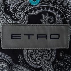 Pre Owned Etro Monochrome Patterned Notched Collar Blazer L