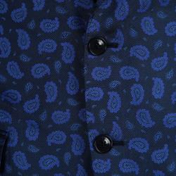 Pre Owned Etro Blue Paisley Motif Jacquard Silk Blazer M
