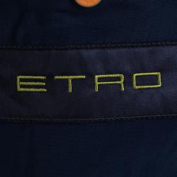 Pre Owned Etro Blue Paisley Motif Jacquard Silk Blazer M