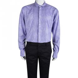 Pre Owned قميص إيترو قطن بنفسجي طباعة بيزلي أكمام طويلة أزرار أمامية XL