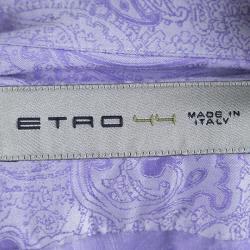 Pre Owned قميص إيترو قطن بنفسجي طباعة بيزلي أكمام طويلة أزرار أمامية XL