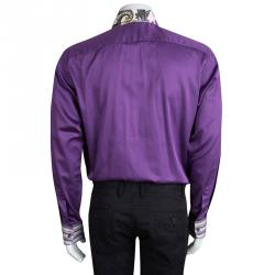 مملوكة مسبقًا قميص إيترو قطن بنفسجي طيات مزينة أكمام طويلة أزرار أمامية L