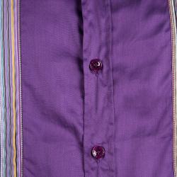 مملوكة مسبقًا قميص إيترو قطن بنفسجي طيات مزينة أكمام طويلة أزرار أمامية L