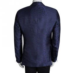 Pre Owned Etro Purple Paisley Motif Jacquard Silk Blazer M