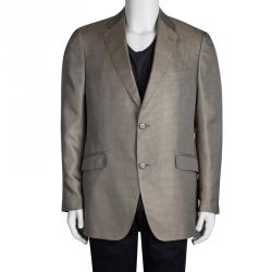Pre Owned Etro Brown Patterned Jacquard Silk Blazer L