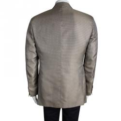 Pre Owned Etro Brown Patterned Jacquard Silk Blazer L