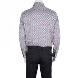 مملوكة مسبقًا Etro Multicolor Zig Zag Houndstooth Print Long Sleeve Button Front Shirt L